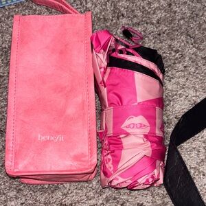 Benefit Pink Cosmetic Bag and Umbrella Set
